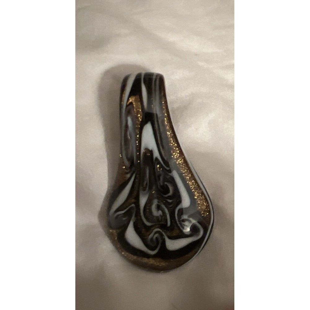Lampwork Glass Pendant Stunning Black and Gold‎